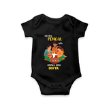 "Festival Memories - My First Pongal With Amma & Appa Romper For Babies" - BLACK - 0-3 Months Old (Chest 16")