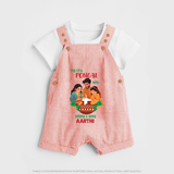 "Festival Memories - My First Pongal With Amma & Appa Dungaree Set For Kids" - PEACH - 0 - 5 Months Old (Chest 18")