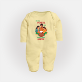 My First Pongal with Amma & Appa – Custom Kids Fullbody Suit - PASTEL YELLOW - New Born (Chest 7.5")