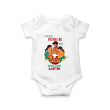 "Festival Memories - My First Pongal With Amma & Appa Romper For Babies" - WHITE - 0-3 Months Old (Chest 16")