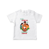 "Festival Memories - My First Pongal With Amma & Appa T-Shirt For Kids" - WHITE - 0-5 Months Old (Chest 17")