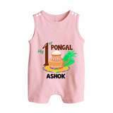 "Tradition in Style - My First Pongal Customized Romper Suit For Babies With Name" - BABY PINK - 0 - 5 Months Old (Chest 18")