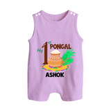 "Tradition in Style - My First Pongal Customized Romper Suit For Babies With Name" - LILAC - 0 - 5 Months Old (Chest 18")