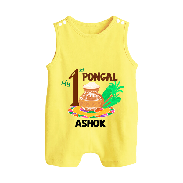 My 1st Pongal – Personalized  Kids Romper Suit - PASTEL YELLOW - 0 - 5 Months Old (Chest 18")