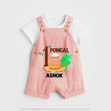 "Tradition in Style - My First Pongal Customized Dungaree Set For Kids With Name" - PEACH - 0 - 5 Months Old (Chest 18")