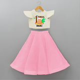 Tradition in Style - My First Pongal Customized Crop Top and Skirt for Girls With Name - PINK - 6 - 9 Months Old (Chest 20" , Frock Waist 20")