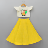 Tradition in Style - My First Pongal Customized Crop Top and Skirt for Girls With Name - YELLOW - 6 - 9 Months Old (Chest 20" , Frock Waist 20")