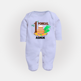 My 1st Pongal – Personalized  Kids Fullbody Suit - BABY BLUE - New Born (Chest 7.5")