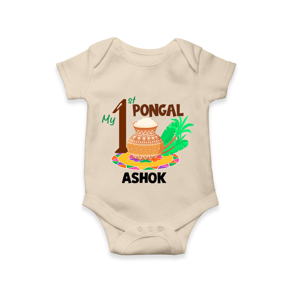 My 1st Pongal – Personalized  Kids Romper - IVORY - New Born (Chest 14")