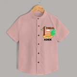 Tradition in Style - My First Pongal Customized Shirt for Boys With Name - PEACH - 0 - 6 Months Old (Chest 23")