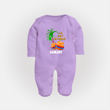 "Tiny Celebrations - En Mudhal Pongal Customized Sleep Suit For Babies With Name" - LILAC - New Born (Chest 7.5")