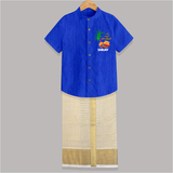 Tiny Celebrations - En Mudhal Pongal Customized Shirt and Dhoti for Boys With Name - ROYAL BLUE - 0 - 6 Months Old (Chest-23") (Dhoti length-14")