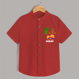 Tiny Celebrations - En Mudhal Pongal Customized Shirt for Boys With Name - RED - 0 - 6 Months Old (Chest 23")