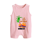 "Tiny Celebrations - En Mudhal Pongal Customized Romper Suit For Babies With Name" - BABY PINK - 0 - 5 Months Old (Chest 18")