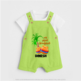 "Tiny Celebrations - En Mudhal Pongal Customized Dungaree Set For Kids With Name" - GREEN - 0 - 5 Months Old (Chest 18")