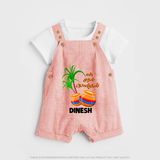 "Tiny Celebrations - En Mudhal Pongal Customized Dungaree Set For Kids With Name" - PEACH - 0 - 5 Months Old (Chest 18")