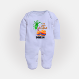 "Tiny Celebrations - En Mudhal Pongal Customized Sleep Suit For Babies With Name" - BABY BLUE - New Born (Chest 7.5")