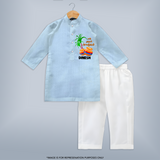 Tiny Celebrations - En Mudhal Pongal Customized Kurta Set for Boys With Name - SKY BLUE - 3 - 6 Months Old (Chest 24", Kurta Length 14'', Waist 19", Pant Length 14")