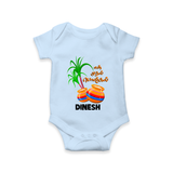 "Tiny Celebrations - En Mudhal Pongal Customized Romper For Babies With Name" - BABY BLUE - 0-3 Months Old (Chest 16")