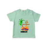 "Tiny Celebrations - En Mudhal Pongal Customized T-Shirt For Kids With Name" - MINT GREEN - 0-5 Months Old (Chest 17")