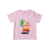 "Tiny Celebrations - En Mudhal Pongal Customized T-Shirt For Kids With Name" - PINK - 0-5 Months Old (Chest 17")