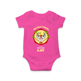 "Harvest Joy - My First Pongal With Amma and Appa Customized Romper For Babies" - HOT PINK - 0-3 Months Old (Chest 16")