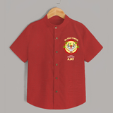 Harvest Joy - My First Pongal With Amma and Appa Customized Shirt for Boys - RED - 0 - 6 Months Old (Chest 23")