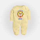 "Harvest Joy - My First Pongal With Amma and Appa Customized Sleep Suit For Babies" - PASTEL YELLOW - New Born (Chest 7.5")