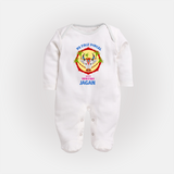 "Harvest Joy - My First Pongal With Amma and Appa Customized Sleep Suit For Babies" - WHITE - New Born (Chest 7.5")