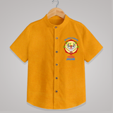 Harvest Joy - My First Pongal With Amma and Appa Customized Shirt for Boys - CHROME YELLOW - 0 - 6 Months Old (Chest 23")