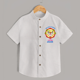 Harvest Joy - My First Pongal With Amma and Appa Customized Shirt for Boys - WHITE - 0 - 6 Months Old (Chest 23")