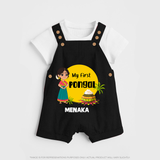 "Cultural Charm - My First Pongal Dungaree Set For Kids With Name" - BLACK - 0 - 5 Months Old (Chest 18")