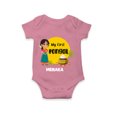 "Cultural Charm - My First Pongal Romper For Babies With Name" - ONION - 0-3 Months Old (Chest 16")