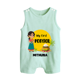 "Cultural Charm - My First Pongal Romper Suit For Babies With Name" - MINT GREEN - 0 - 5 Months Old (Chest 18")