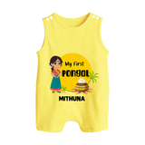 "Cultural Charm - My First Pongal Romper Suit For Babies With Name" - PASTEL YELLOW - 0 - 5 Months Old (Chest 18")