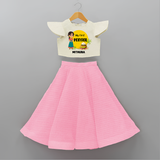 Cultural Charm - My First Pongal Crop Top and Skirt for Girls With Name - PINK - 6 - 9 Months Old (Chest 20" , Frock Waist 20")