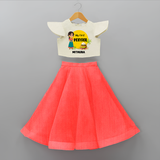 Cultural Charm - My First Pongal Crop Top and Skirt for Girls With Name - RED - 6 - 9 Months Old (Chest 20" , Frock Waist 20")