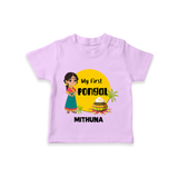 "Cultural Charm - My First Pongal T-Shirt For Kids With Name" - LILAC - 0-5 Months Old (Chest 17")