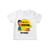 "Cultural Charm - My First Pongal T-Shirt For Kids With Name" - WHITE - 0-5 Months Old (Chest 17")