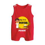 "Celebrate Tradition - My First Pongal Customized Romper Suit For Babies With Name" - RED - 0 - 5 Months Old (Chest 18")