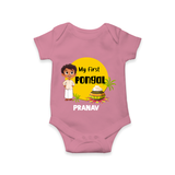 "Celebrate Tradition - My First Pongal Customized Romper For Babies With Name" - ONION - 0-3 Months Old (Chest 16")