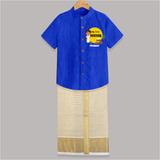 Celebrate Tradition - My First Pongal Customized Shirt and Dhoti for Boys With Name - ROYAL BLUE - 0 - 6 Months Old (Chest-23") (Dhoti length-14")