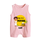 "Celebrate Tradition - My First Pongal Customized Romper Suit For Babies With Name" - BABY PINK - 0 - 5 Months Old (Chest 18")