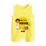 "Celebrate Tradition - My First Pongal Customized Romper Suit For Babies With Name" - PASTEL YELLOW - 0 - 5 Months Old (Chest 18")