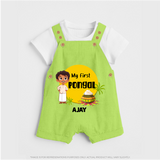 "Celebrate Tradition - My First Pongal Customized Dungaree Set For Kids With Name" - GREEN - 0 - 5 Months Old (Chest 18")