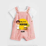 "Celebrate Tradition - My First Pongal Customized Dungaree Set For Kids With Name" - PEACH - 0 - 5 Months Old (Chest 18")