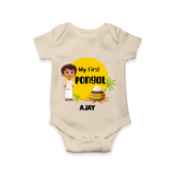 "Celebrate Tradition - My First Pongal Customized Romper For Babies With Name" - IVORY - 0-3 Months Old (Chest 16")