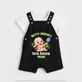 "Little Farmer's Delight - My First Pongal Dungaree Set For Kids With Name" - BLACK - 0 - 5 Months Old (Chest 18")