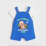 "Little Farmer's Delight - My First Pongal Dungaree Set For Kids With Name" - COBALT BLUE - 0 - 5 Months Old (Chest 18")