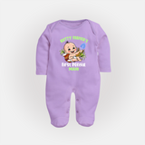 "Little Farmer's Delight - My First Pongal Sleep Suit For Babies With Name" - LILAC - New Born (Chest 7.5")